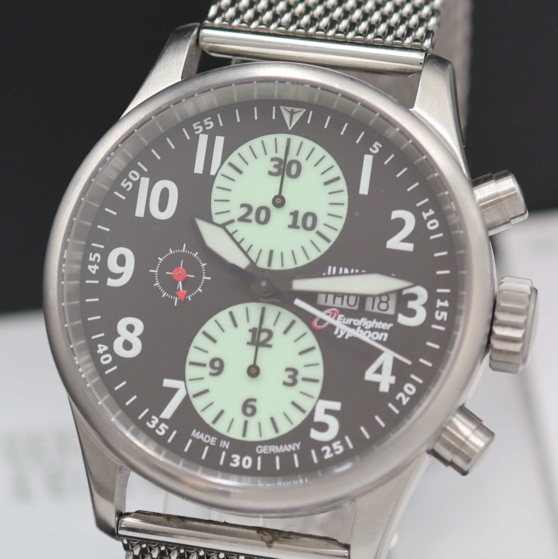 Detail a: JUNKERS Eurofighter Typhoon auf 1000 Stück limitierter Armbandchronograph, Schweiz um 2010, Automatik, beids. vergl. Edelstahlgeh., Boden verschr., ...