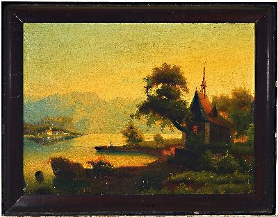 26981635k - Arnold Forstmann, 1842-1904, Seenlandschaft,stark restauriert, rechts unten signiert, 46 ...