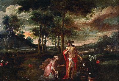 Image 26981666 - Unbekannter Künstler des 18.Jh., Noli me tangere, Öl/Lwd, restauriert und auf ...
