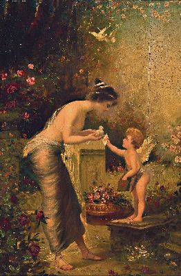 Image 26981687 - Hans Zatzka bzw. Johann Franz Cacka, 1859-1945 Breitensee, junge Frau übergibt ...