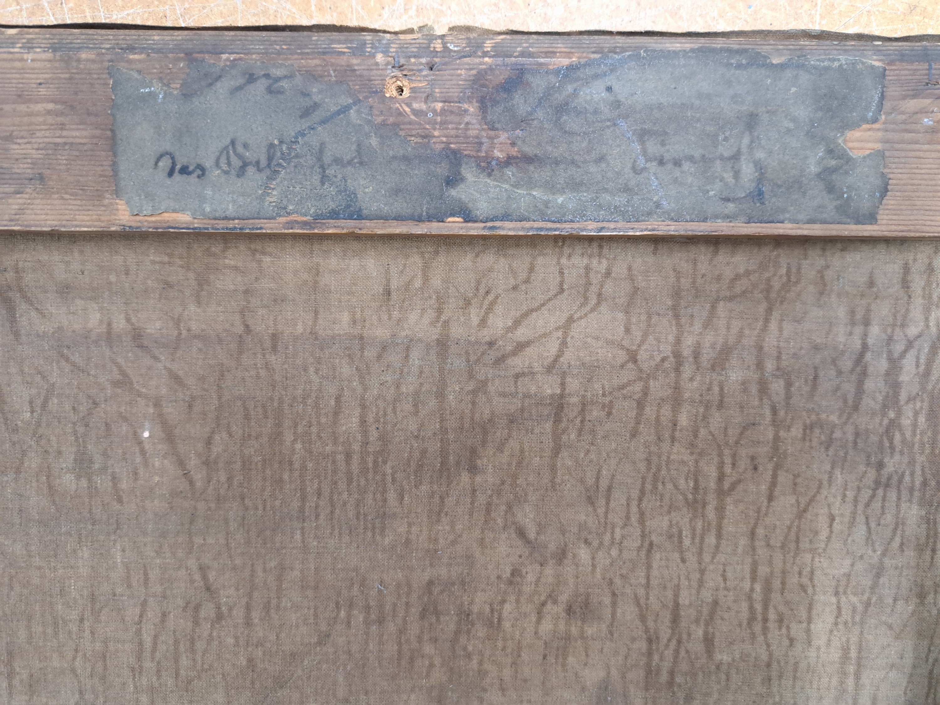 Detail d: Unbekannter Künstler, deutsch, 2. Hälfte 19. Jh., Landschaft mit Wildbach und Bauernhaus, Öl/Lwd, altersbedingt krakeliert, ca. 32x43cm, R. ca. ...