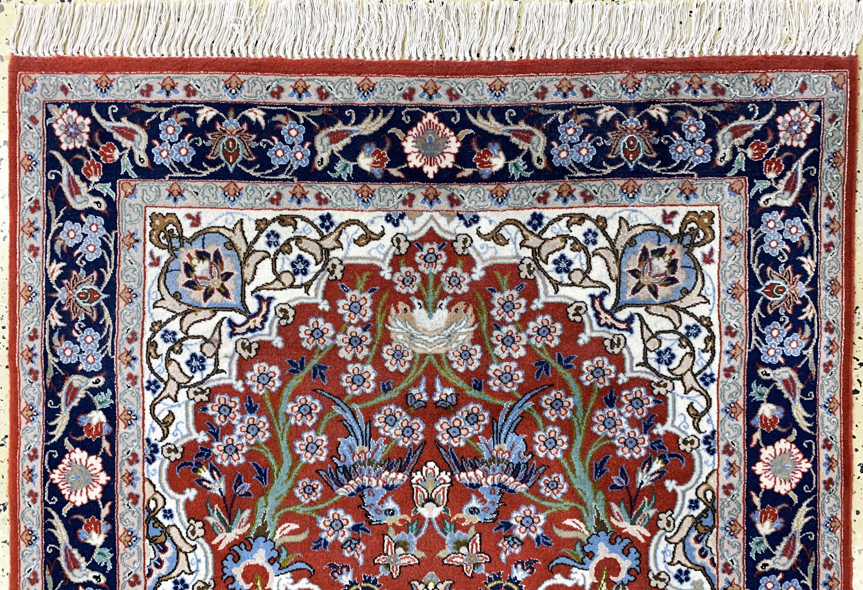 Detail a: Esfahan fein, Persien, Mitte 20.Jhd., Korkwolle mit und auf Seide, ca. 150 x 97 cm, EHZ: 2