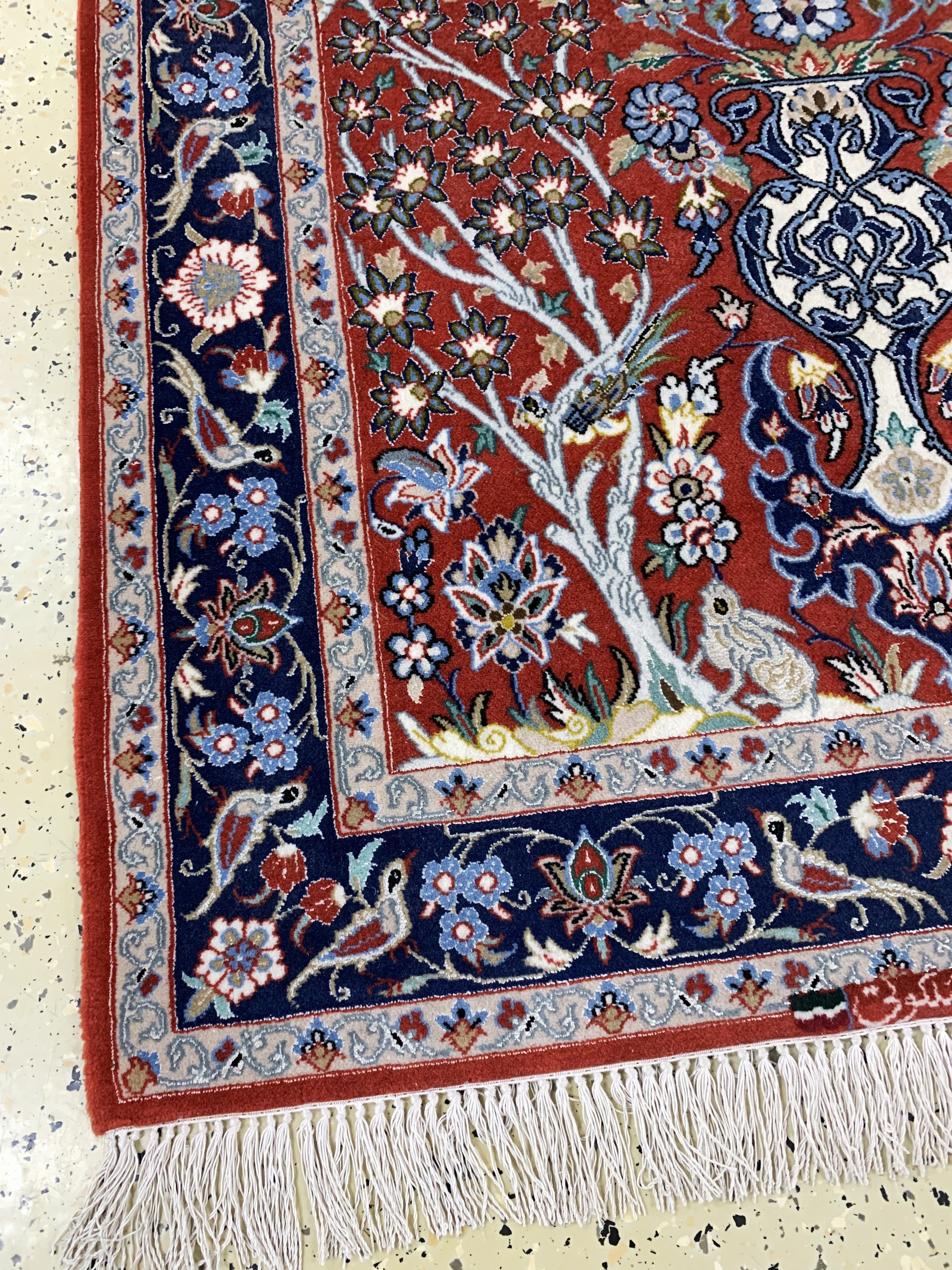 Detail c: Esfahan fein, Persien, Mitte 20.Jhd., Korkwolle mit und auf Seide, ca. 150 x 97 cm, EHZ: 2