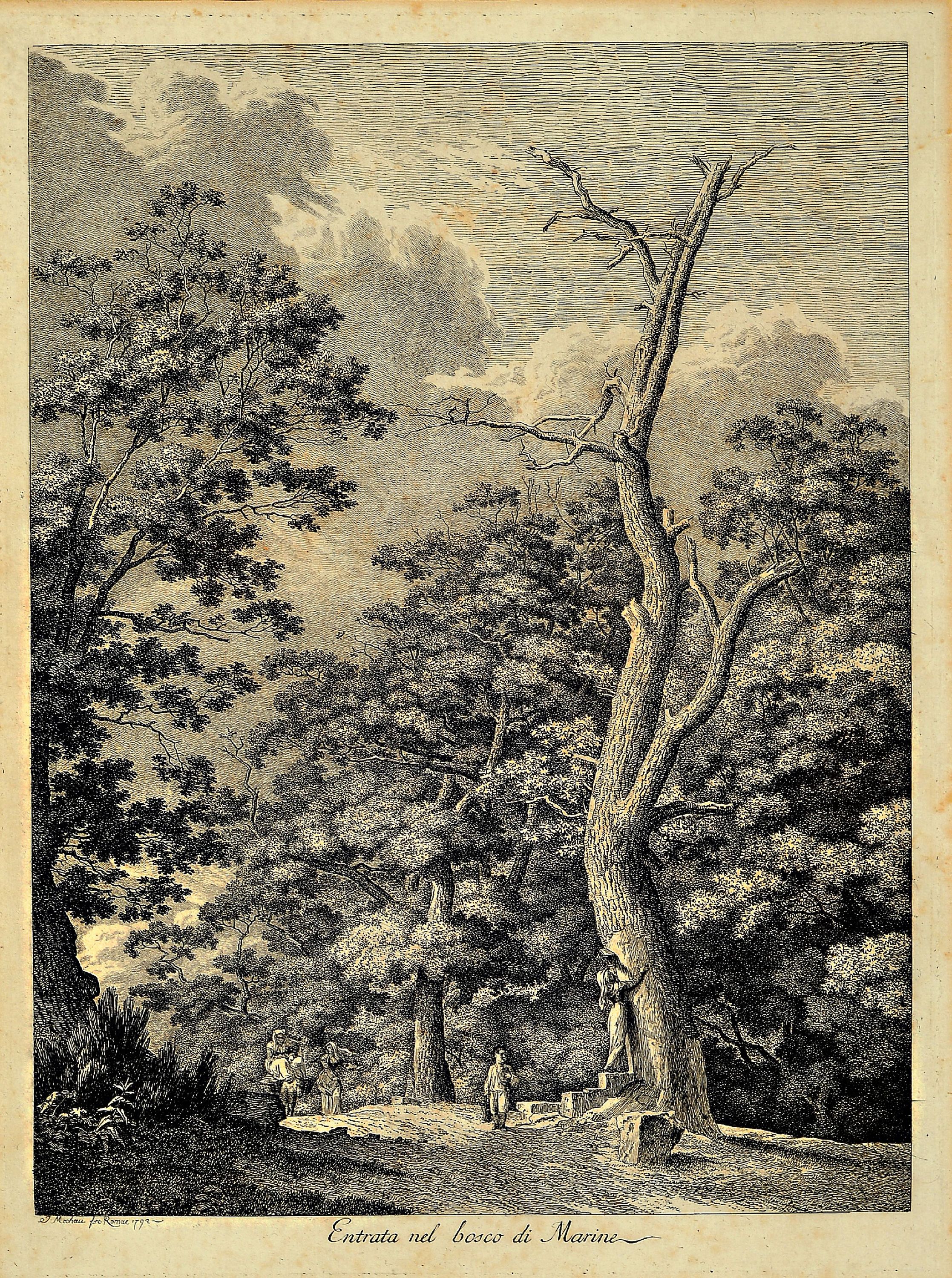 Detail a: Jacob Wilhelm Mechau, 1745-1808, 2 Kupferstiche von 1792: Ponte Molle, ca. 25x35.5cm, und Entrata nel Bosco di Marine, ca. 35x26cm, beide PP, u.Gl., ...