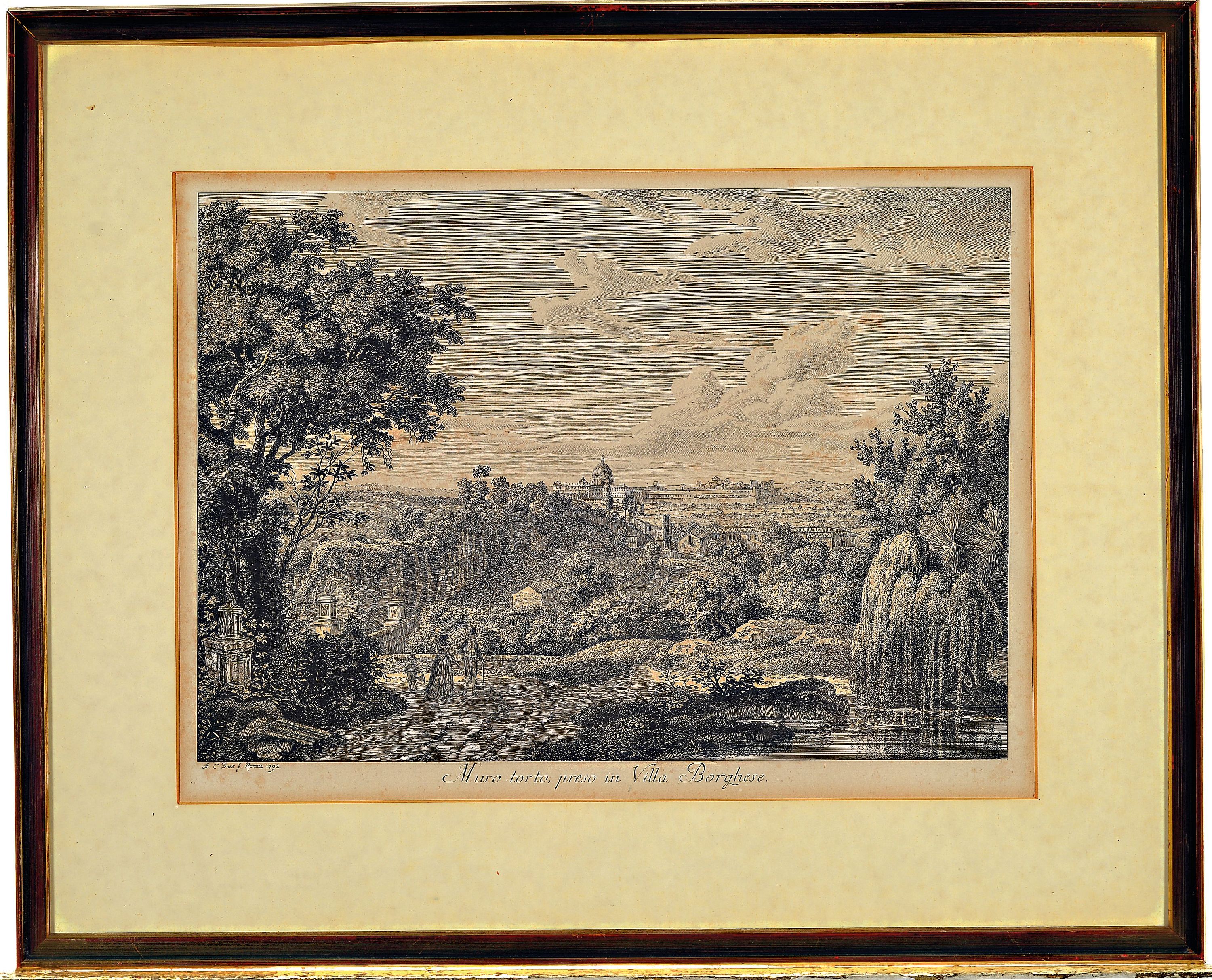 Detail l: Albert Christophe Dies, 1755-1822, 2 Kupferstiche von 1792, Ponte Lupo a Tivoli, ca. 33x24cm, PP, u.Gl., R. besch., Muro torto preso in Villa ...