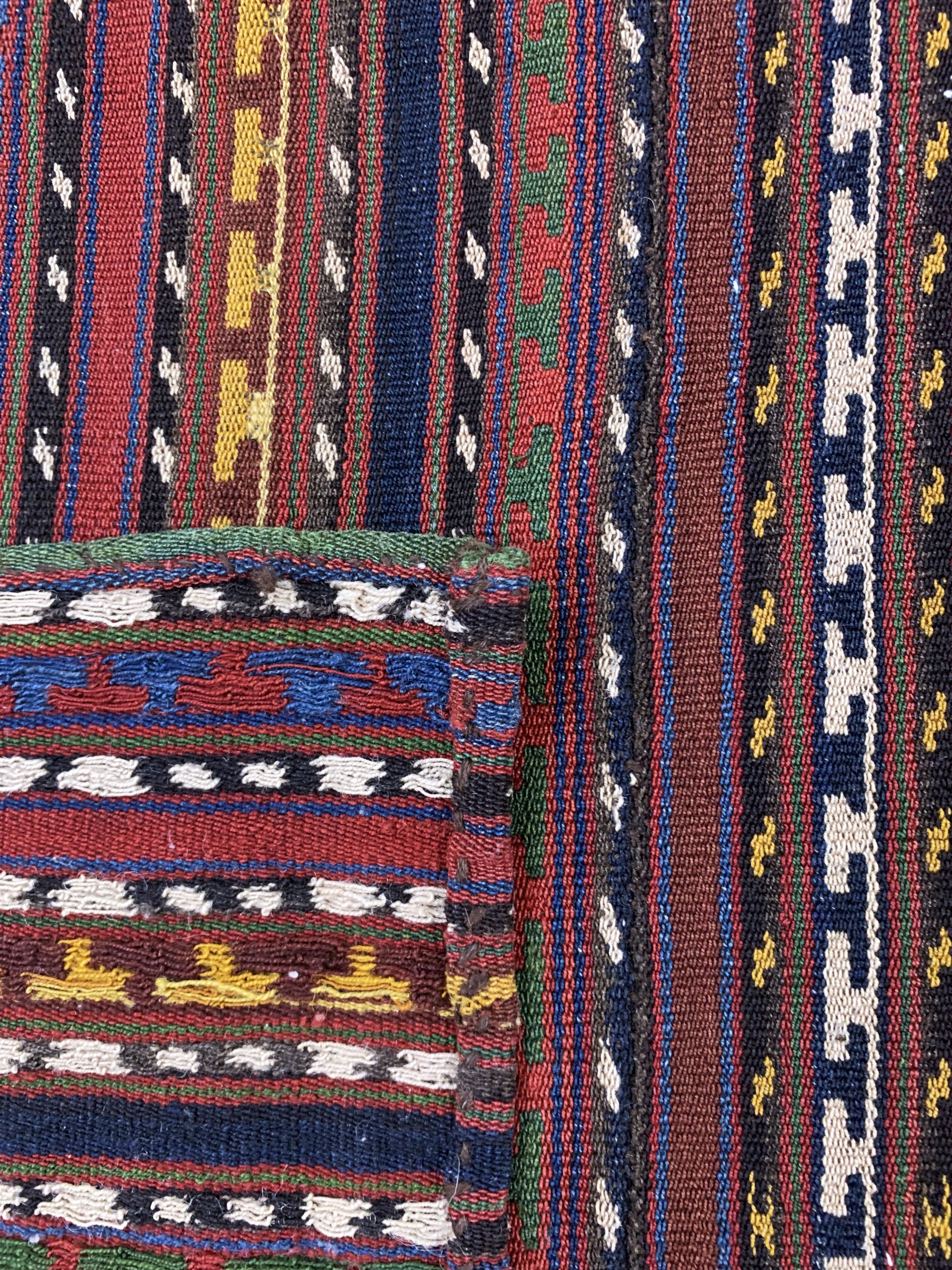 Detail f: Nomaden-Decke"Djajim", Persien, Mitte 20.Jhd, Wolle auf Wolle, ca. 195 x 155 cm, EHZ: 2