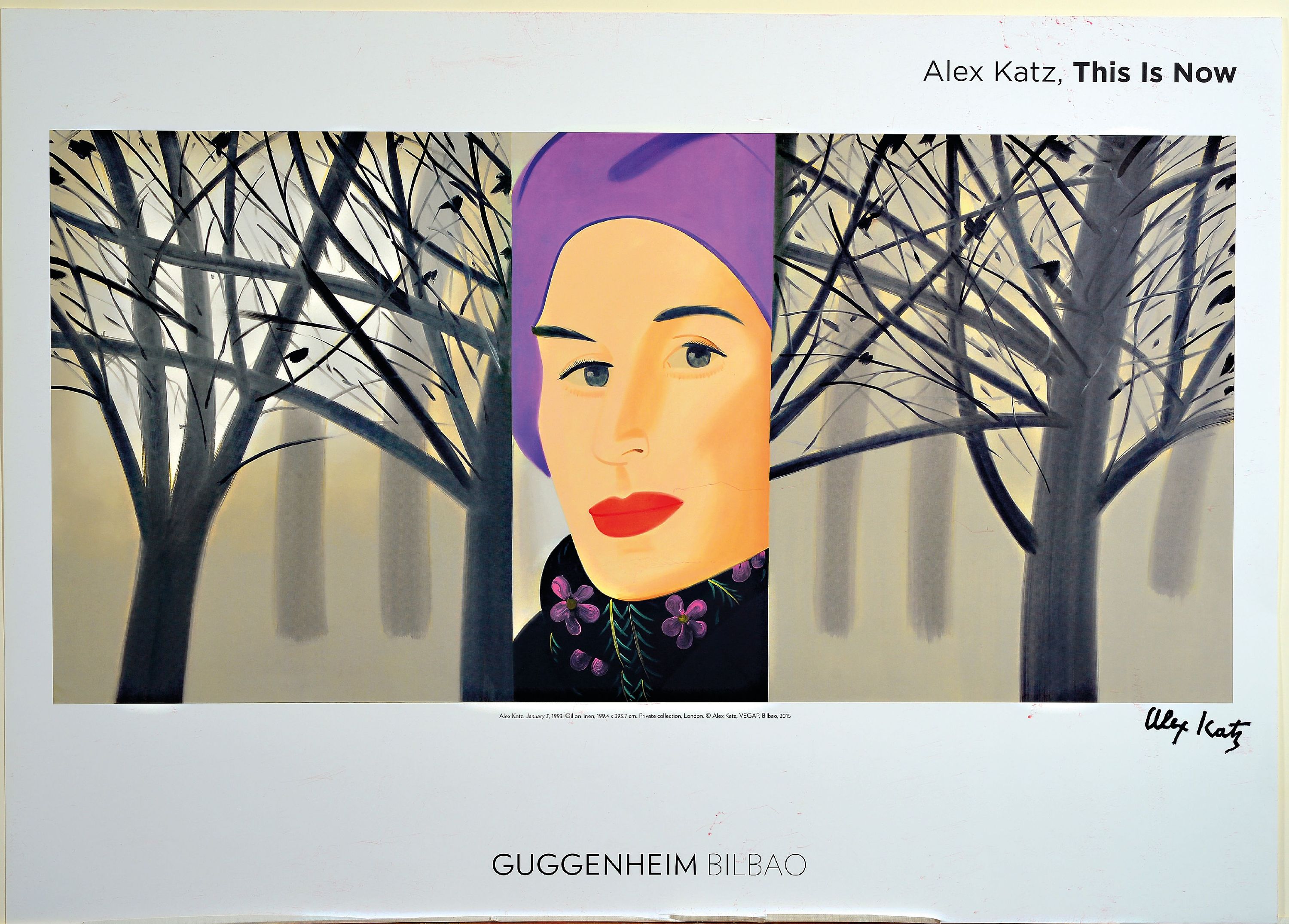Detail k: Alex Katz, geb. 1927, Farboffset, Titel: This is Now-nach dem Gemälde vom 3.Jan. 1993, signiert, hrsg: Guggenheim Bilbao 20156, ca. 68x50 cm
