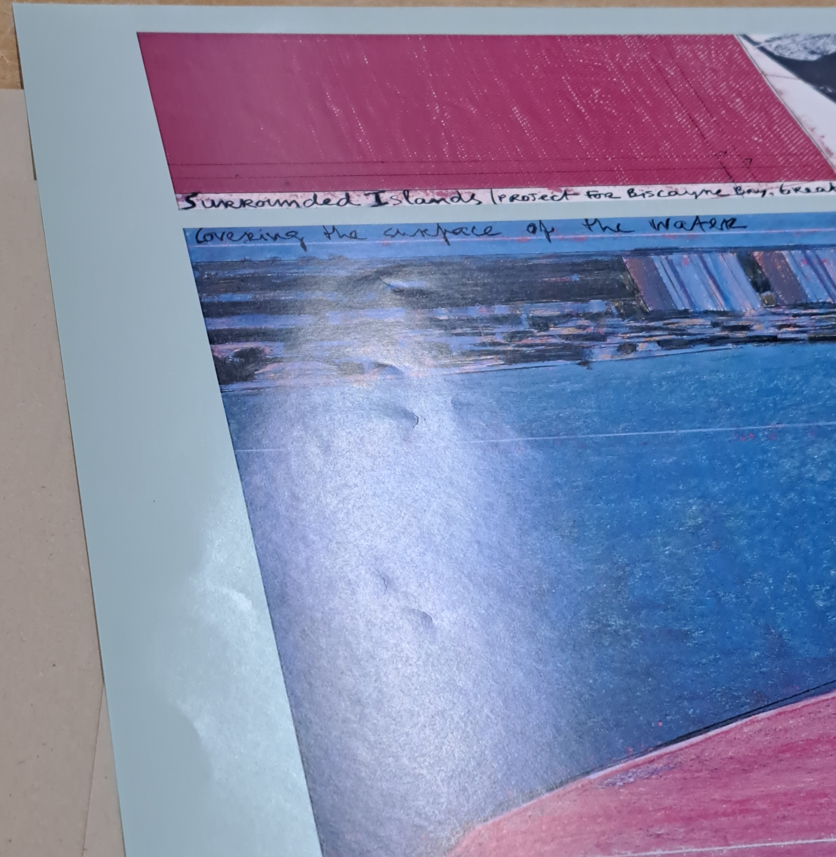 Detail d: Christo und Jeanne-Claude, Titel: Surrounded Islands-Miami, Farboffset, sign., ca. 63,5x99 cm
