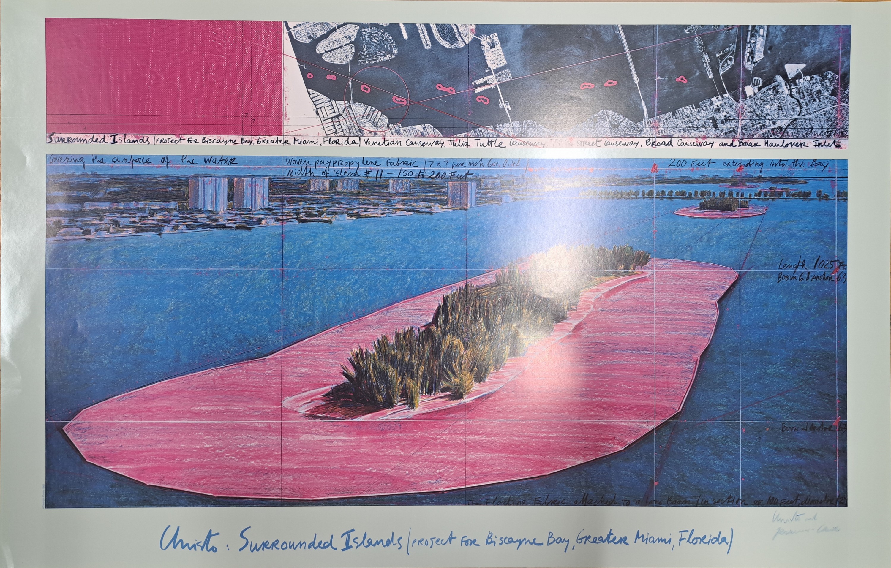 Detail h: Christo und Jeanne-Claude, Titel: Surrounded Islands-Miami, Farboffset, sign., ca. 63,5x99 cm