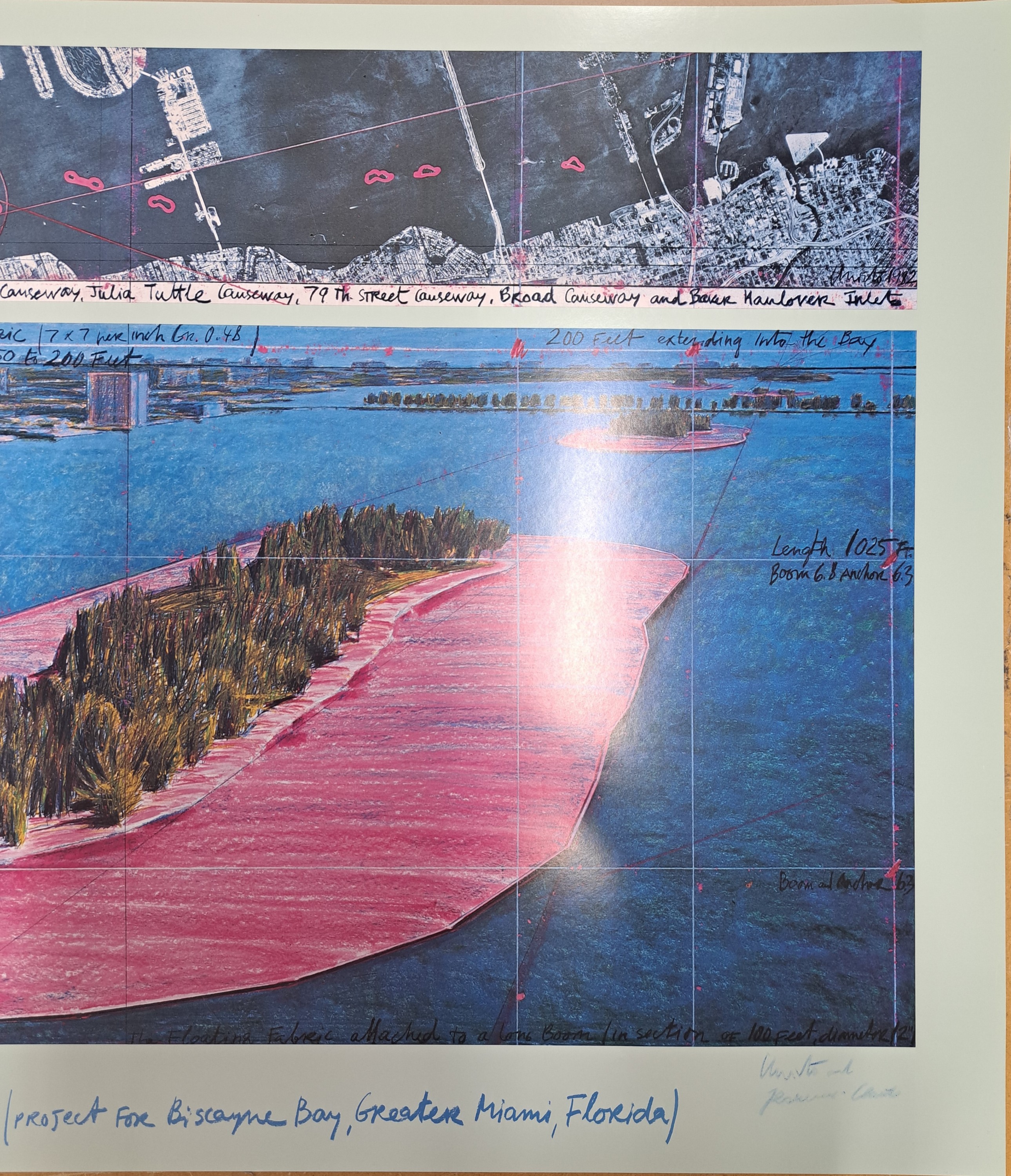 Detail j: Christo und Jeanne-Claude, Titel: Surrounded Islands-Miami, Farboffset, sign., ca. 63,5x99 cm