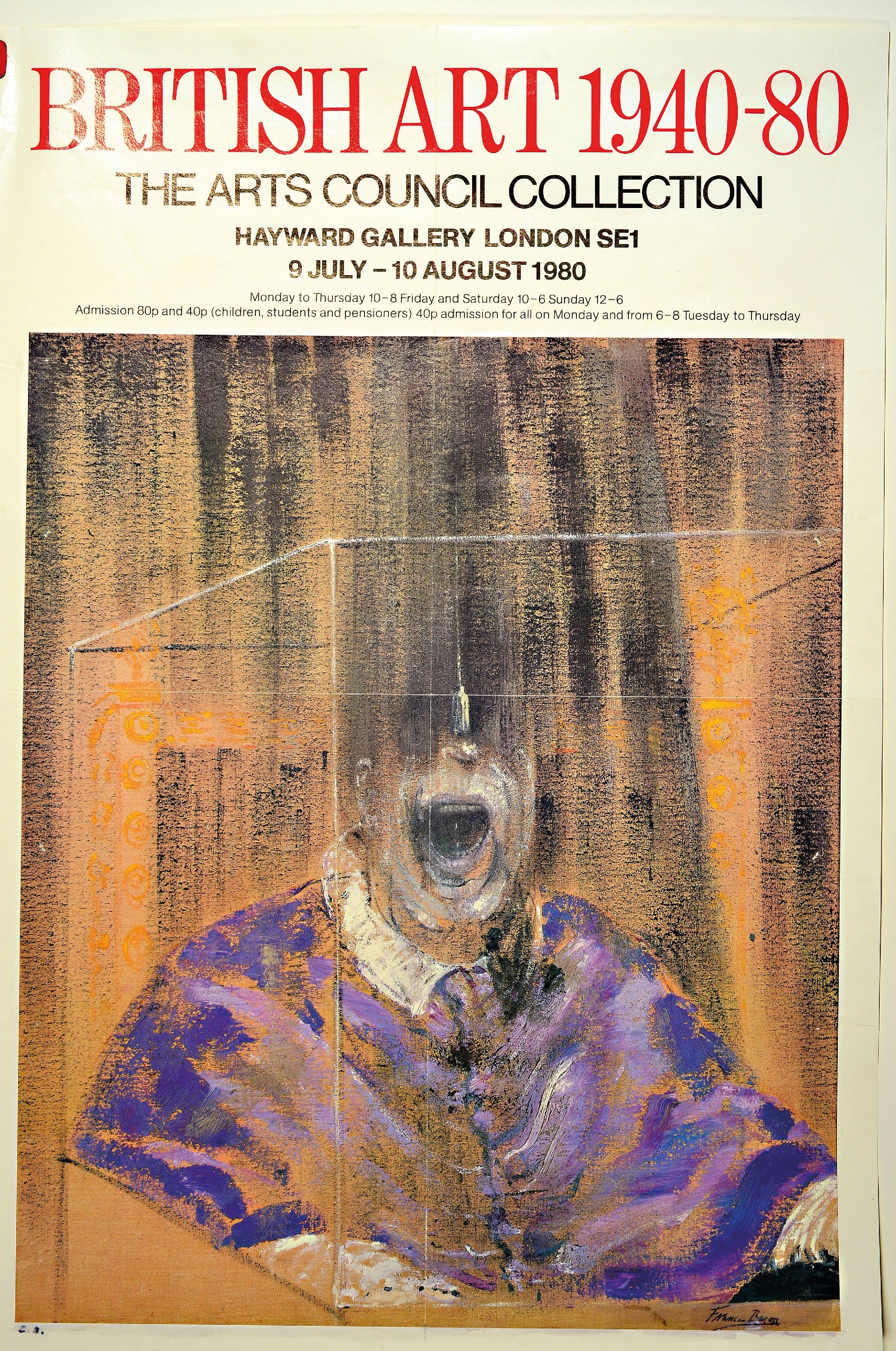 Detail k: Francis Bacon, 1909-1992, Titel: Head V1-nach dem Gemälde von 1949, handsign., herausgegeben anlässlich der Ausstellung British Art 1940-1980 in ...