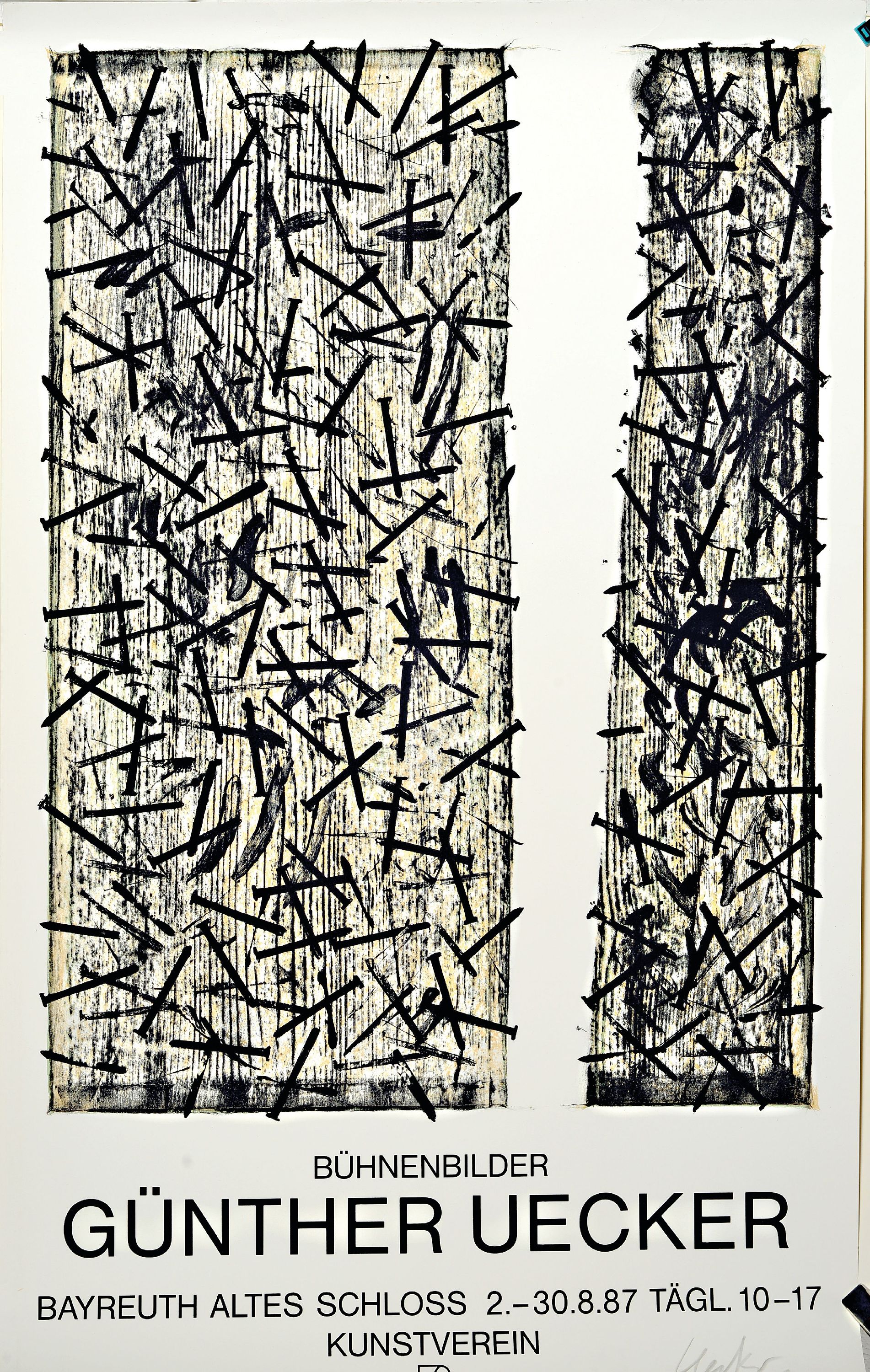 Detail k: Günther Uecker, 1930-2025, Farblithografie, Titel: Bühnenbilder-herausgegeben anlässlich der Einzelausstellung in der Erker Galerie St. Gallen im ...