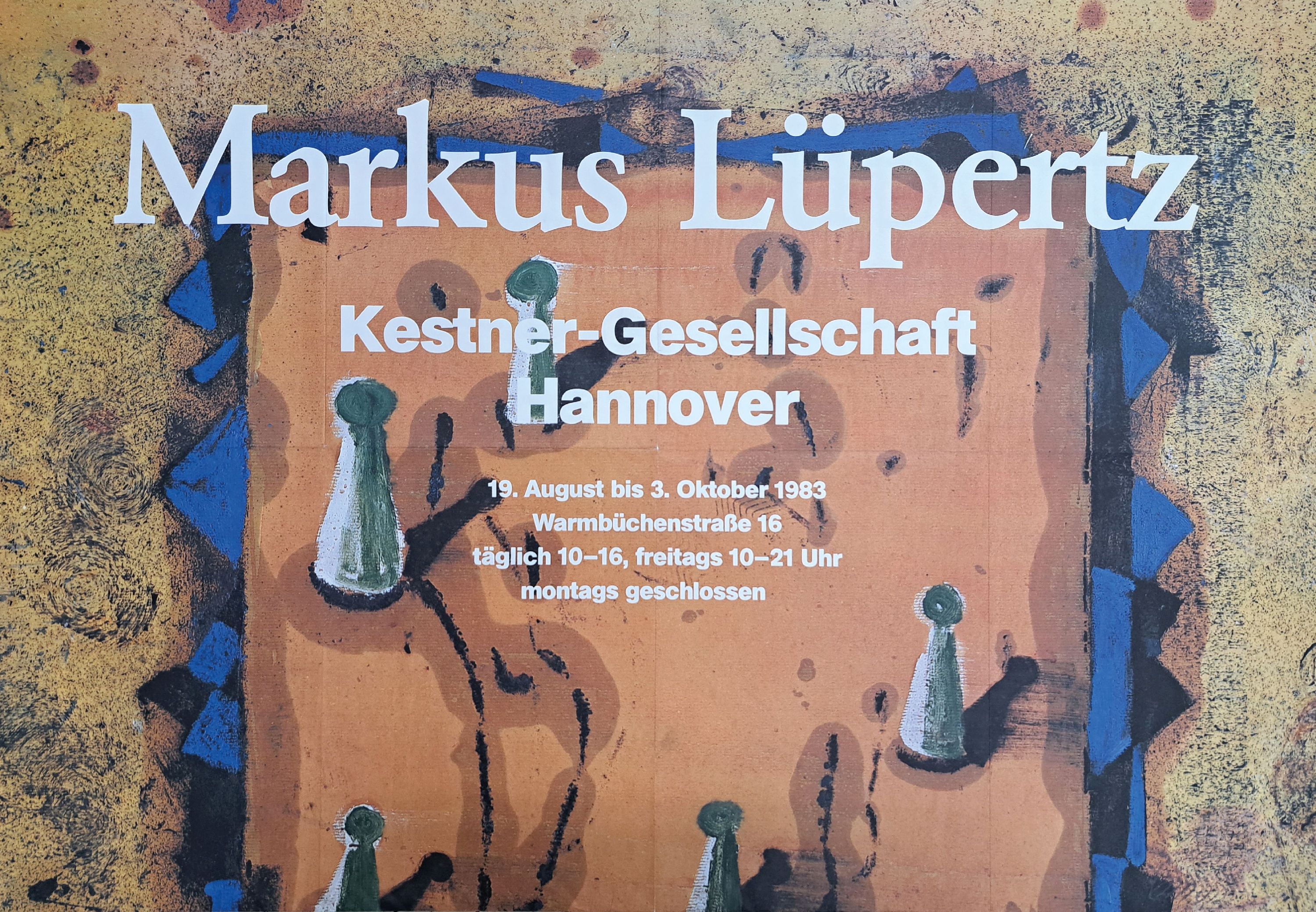 Detail k: Markus Lüpertz, geb. 1941, großes Plakat, Farboffset, Originalentwurf mit den üblichen Werksausgabe-Faltungen, herausgegeben anlässlich der ...