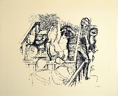 26982238k - Renato Guttuso, 1911-1987, Titel: Wiederstand, sign., Lithografie auf Büttenpapier, ca. ...