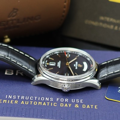 26982254c - BREITLING ungetragener Armbandchronometer Premier Day & Date Referenz A45340, ...