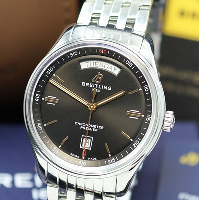 26982268a - BREITLING ungetragener Armbandchronometer Premier Day & Date Referenz A45340, ...