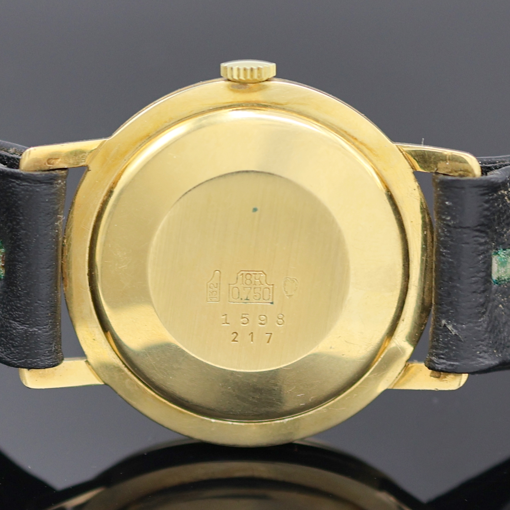 Detail c: ARLY Armbanduhr in GG 750/000, Schweiz um 1960, Automatik, Boden aufgedr., silb. Zifferbl. m. gold. Std.-Ind., gold. Zeiger, Datum b. 3, verg. Werk ...