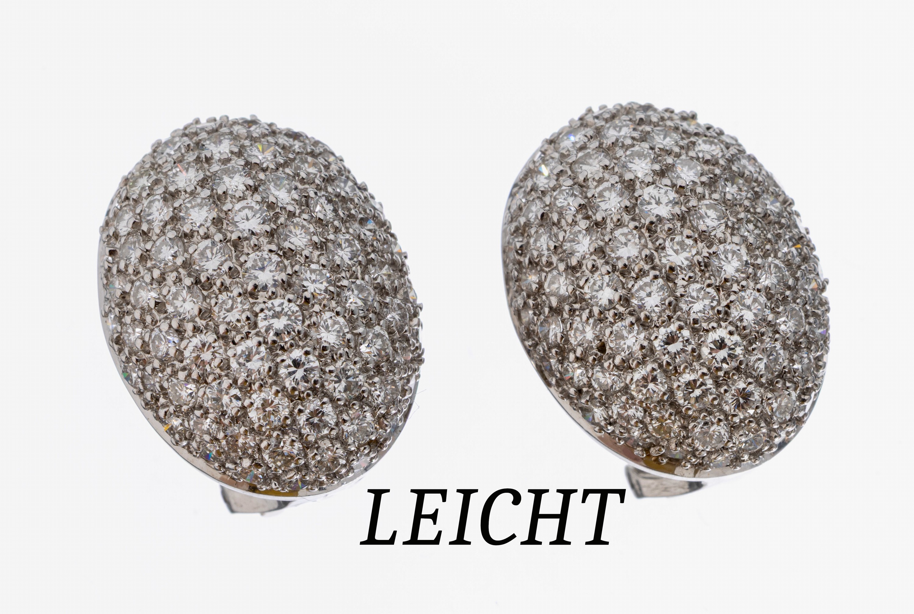 Image 26982723 - Paar 18 kt Gold LEICHT Brillant-Ohrstecker, WG 750/000, ovale Form, ausgefasst mit ...