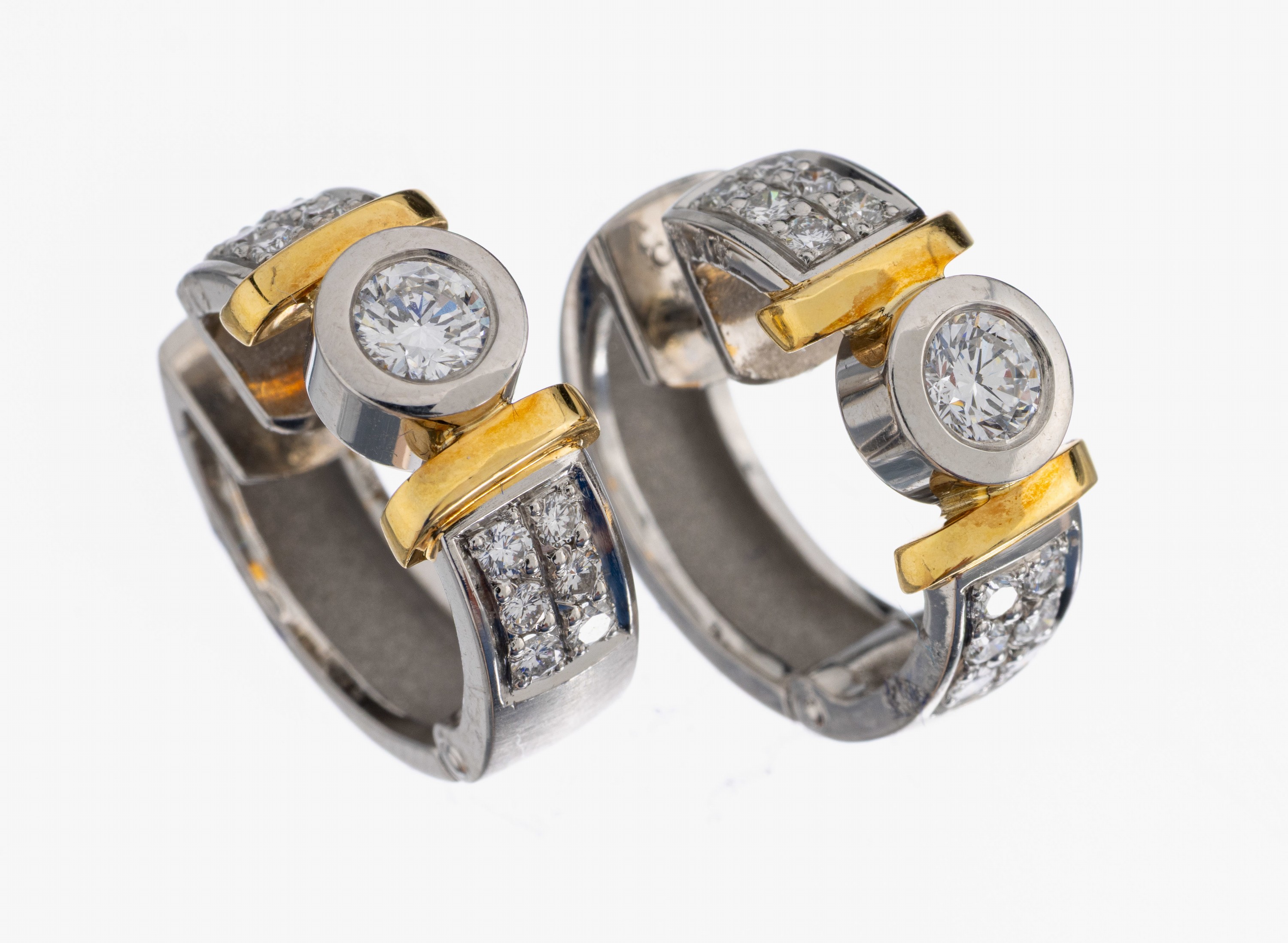 Image 26982799 - Paar Platin Brillant-Ohrcreolen, Pt 950/000, 2 GG-Elemente, 26 Brillanten zus. ca.0.75 ...