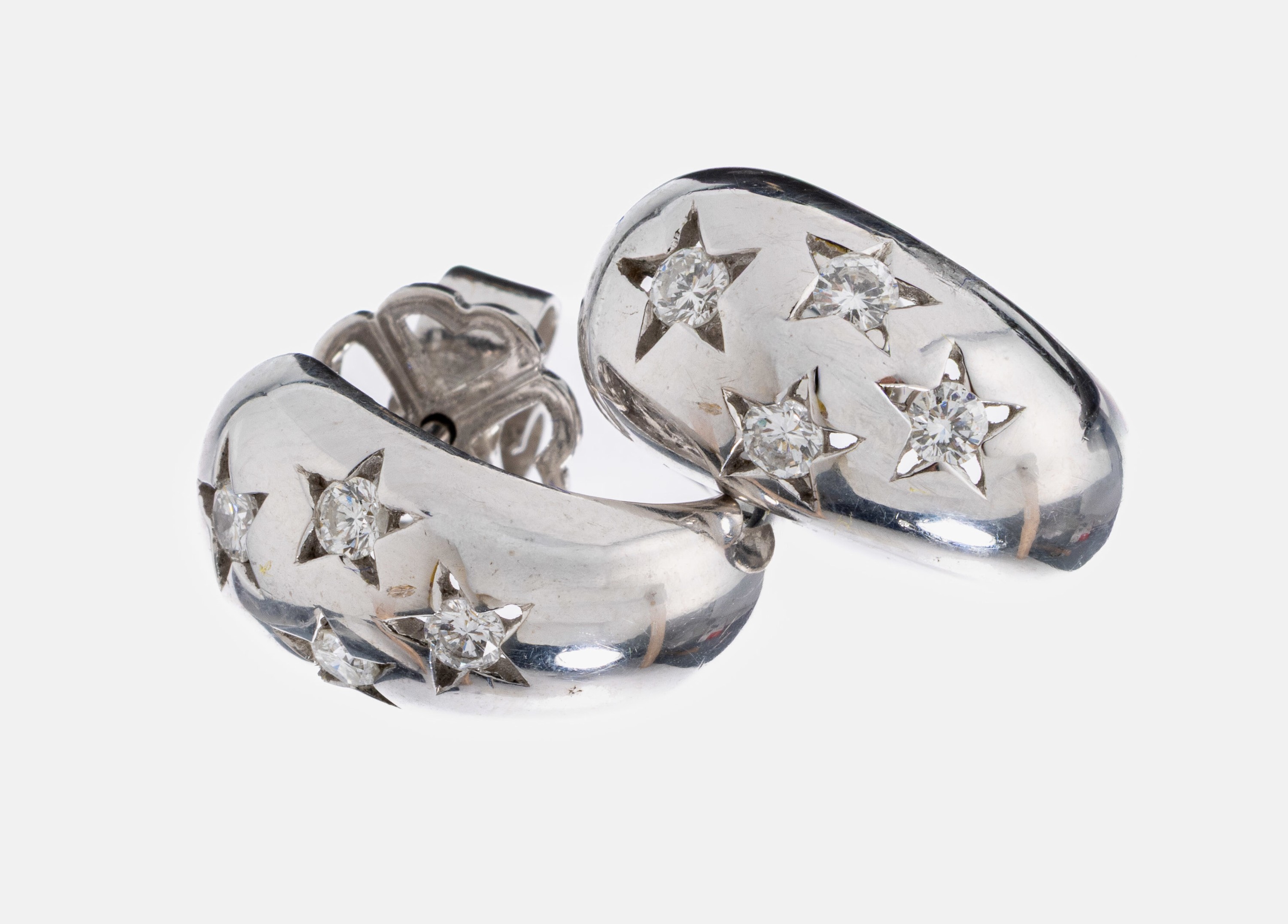 Image 26982812 - Paar 18 kt Gold Brillant-Ohrstecker, WG 750/000, 8 Brillanten zus. ca. 0.80 ct ...