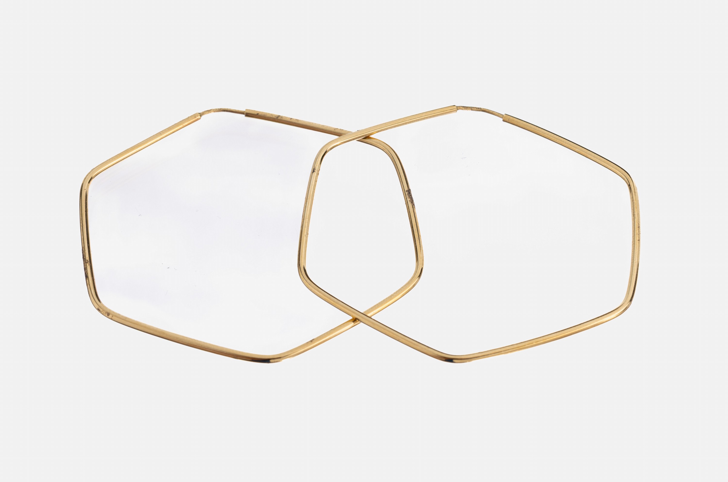 Image 26982853 - Paar 14 kt Gold Ohrcreolen, GG 585/000, hexagonal, D. ca. 6 cm, ca. 6.7 g