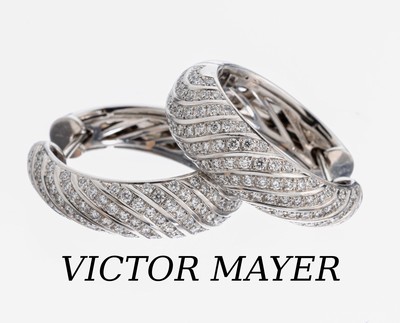 Image 26982801 - Paar 18 kt Gold VICTOR MAYER Brillant- Ohrcreolen, WG 750/000, limitierte Edition ...