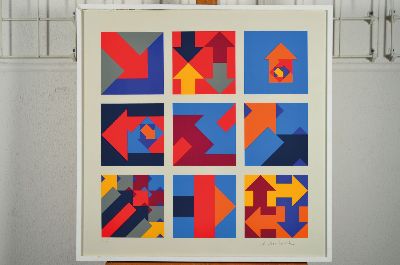 26982854k - Anton Stankowski, 1906 - 1992,, ´Pfeile´, Folge von 9 Pfeilabbildungen auf einem Blatt, ...
