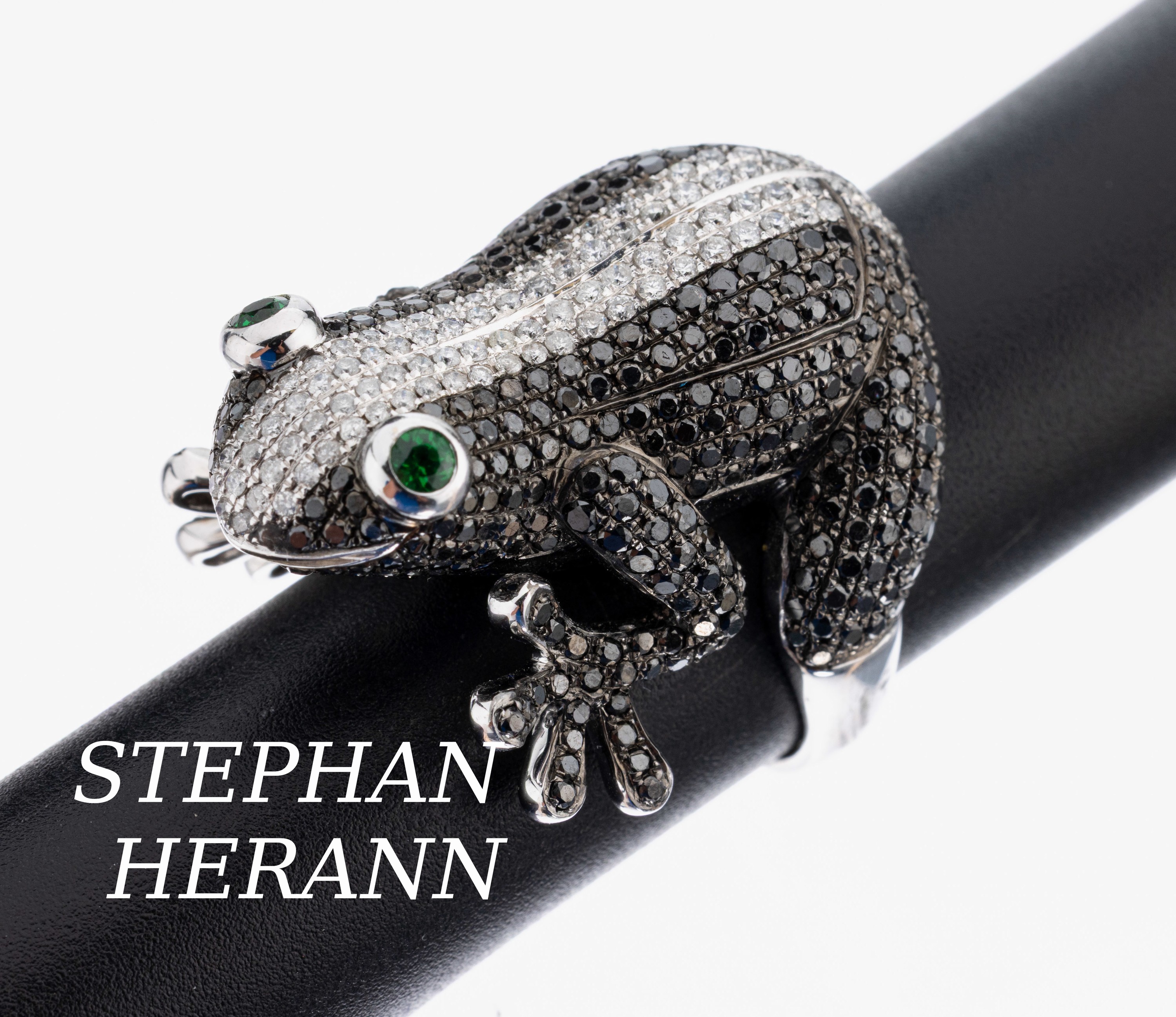 Image 26982941 - 18 kt Gold STEPHAN HERMANN Brillant- Tsavorith-Ring ´Frosch´, WG 750/000, Körperund ...