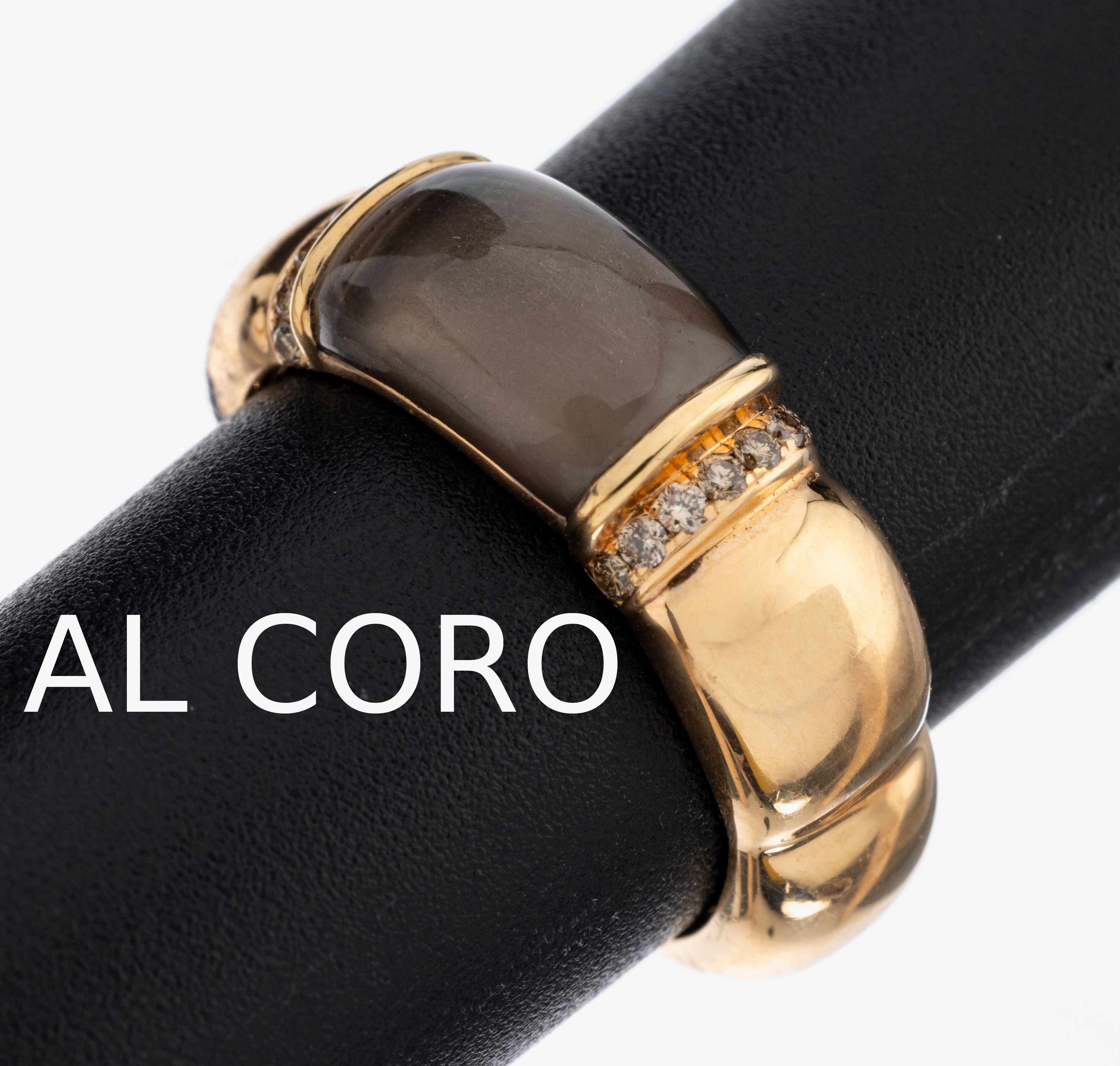 Image 26982982 - 18 kt Gold AL CORO Rauchquarz-Brillant-Ring, GG 750/000, facett. Rauchquarz ca. 2.0 ct, ...