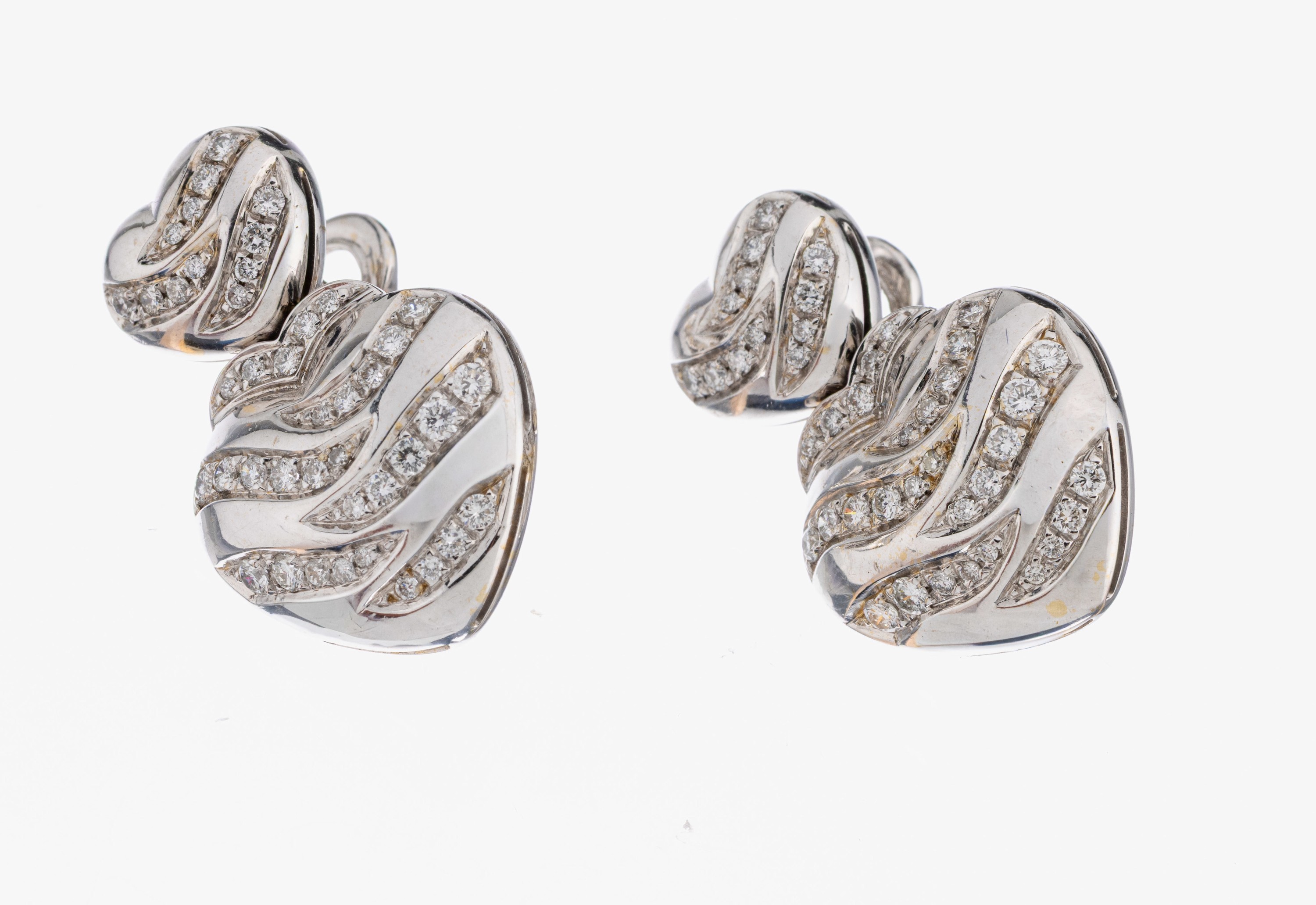 Image 26982983 - Paar 18 kt Gold Brillant-Ohrstecker ´Herzen´, WG 750/000, Brillanten zus. ca. 0.87 ct ...