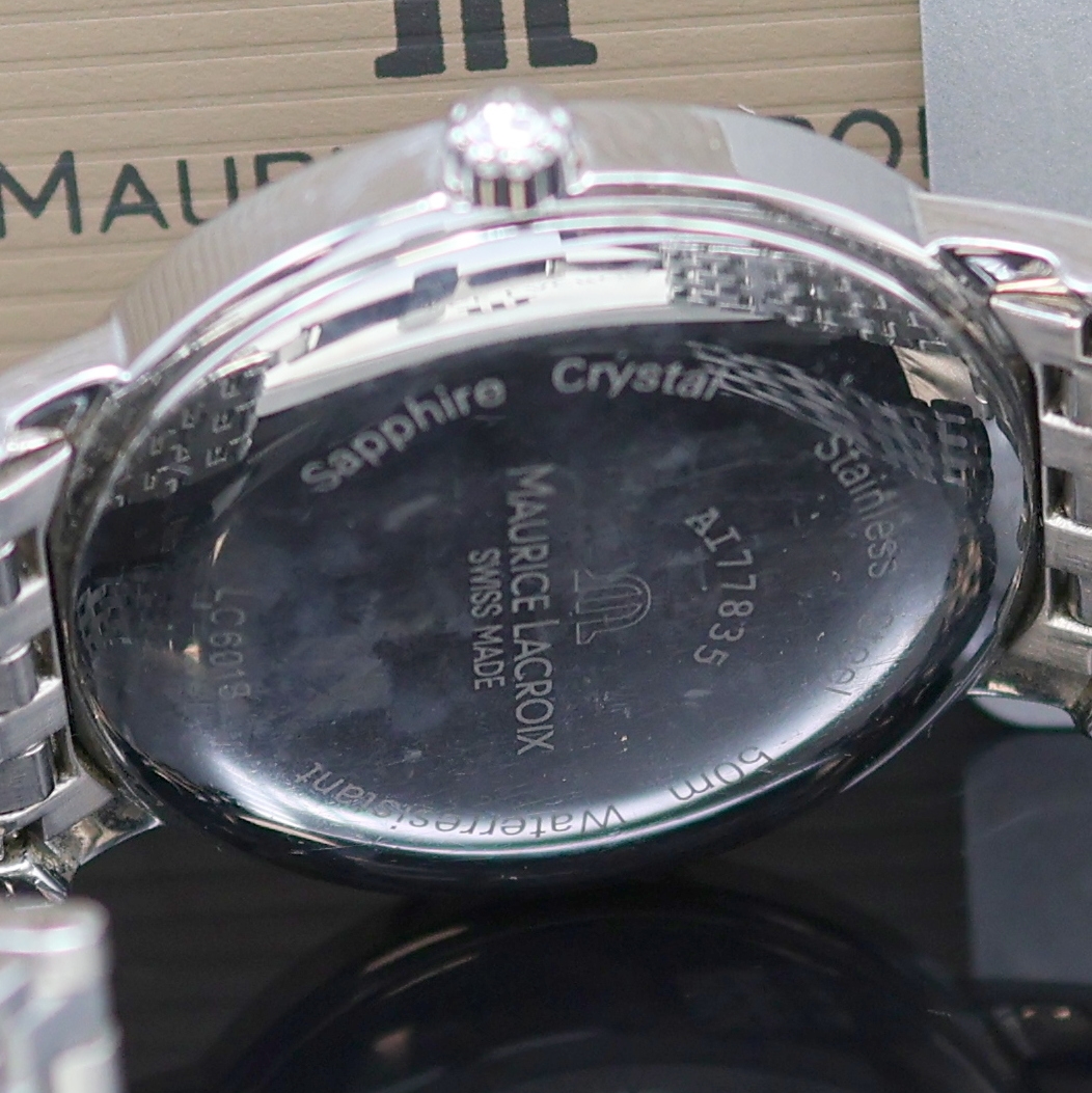 Detail g: MAURICE LACROIX Les Classiques Herrenarmbanduhr Referenz LC6018, Schweiz um 2010, Automatik, Edelstahlgeh., Boden aufgedr., orig. Gliederband m. ...