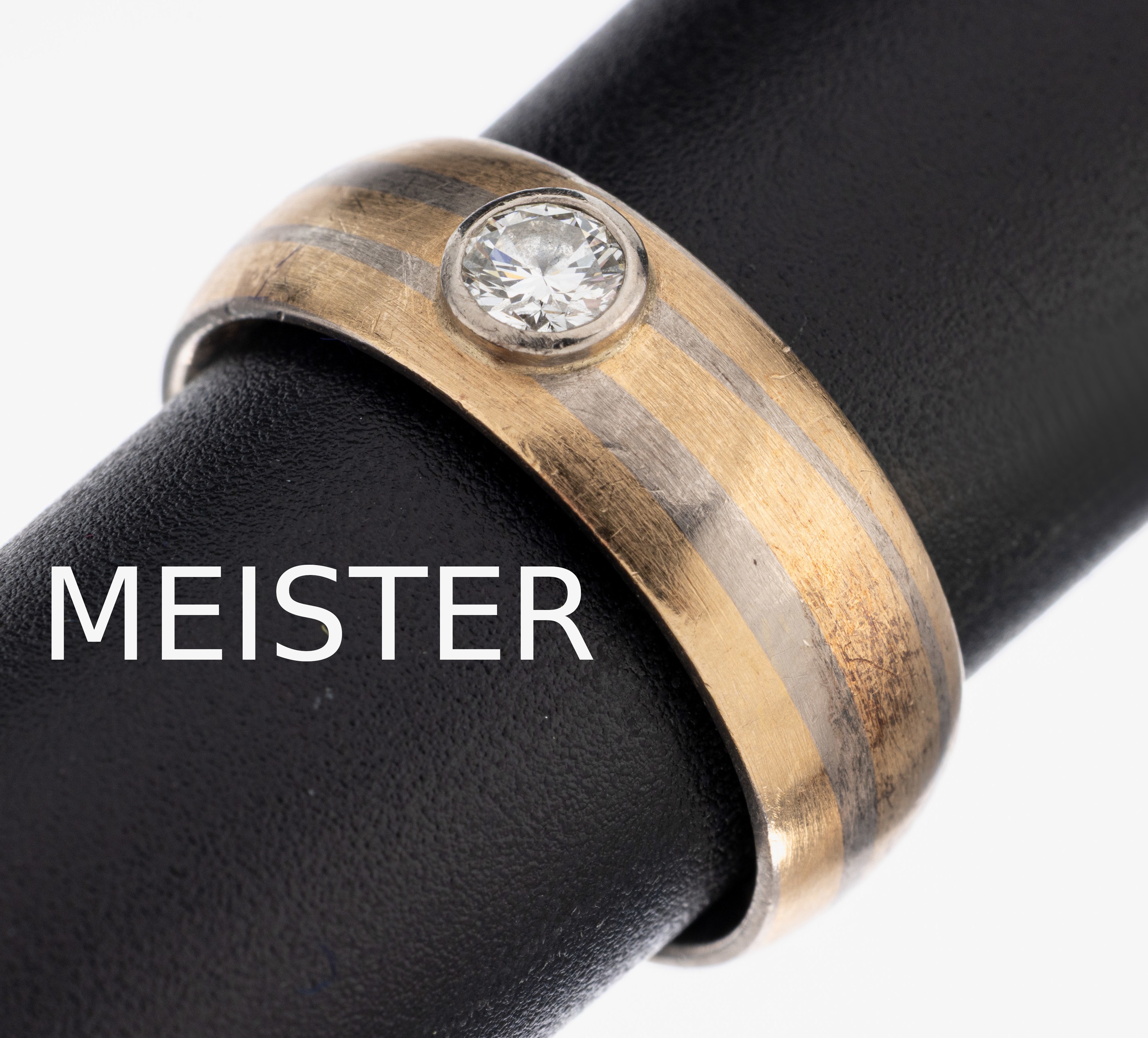 Image 26982993 - 18 kt Gold MEISTER Brillant-Ring, GG/WG 750/000, Brillant ca. 0.25 ct Weiß/si, RW 55, ...