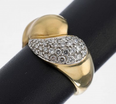 14 kt Gold Brillant-Ring,  GG 585/000, 36 Brillanten zus. ca. 0.50 ct Weiß/si, RW 56, ca. 5.3 g