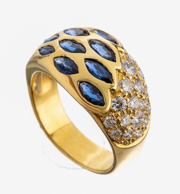 Image 26982959 - 18 kt Gold Saphir-Brillant-Ring, GG 750/000, bes. mit 13 Saphir-Navettes zus. ca. 2.01 ...