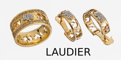 Image 18 kt gold LAUDIER brilliant-jewelry set , YG 750/000, typ. elephant-design, comprised ...