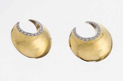 Image 26982971 - Paar 14 kt Gold Brillant-Ohrstecker, GG 585/000, 34 Brillanten zus. ca. 0.40 ct ...