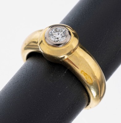 Image 14 kt Gold Brillant-Ring, GG 585/000, Brillant ca. 0.26 ct (grav.) Weiß/si, RW 54, ca. ...