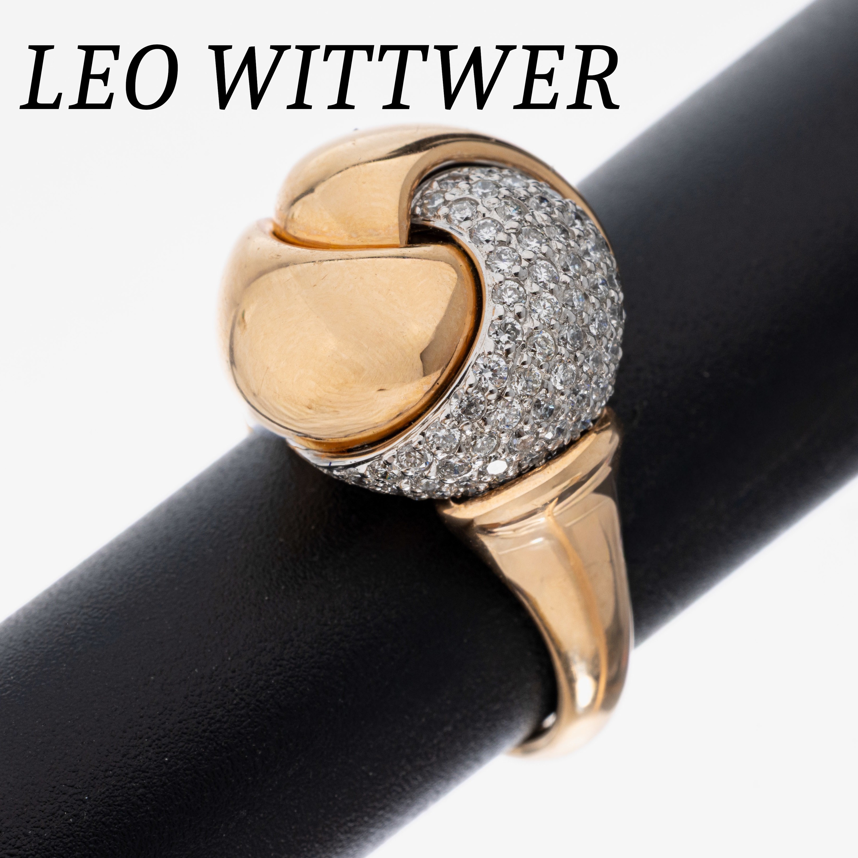 Image 26983009 - 18 kt Gold LEO WITTWER Brillant-Ring, RoseG750/000, knotenf. Ringkopf, 70 Brillanten ...