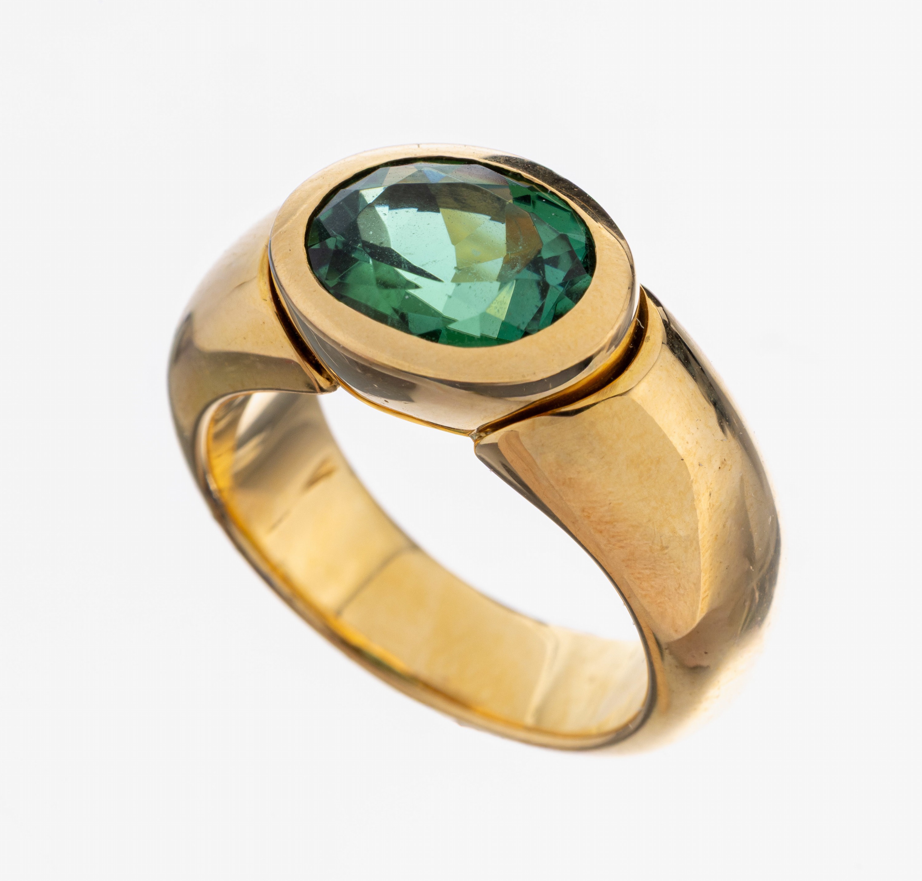 Image 26983018 - 18 kt Gold Turmalin-Ring, GG 750/000, schlichte qualitätvolle Verarbeitung, ...
