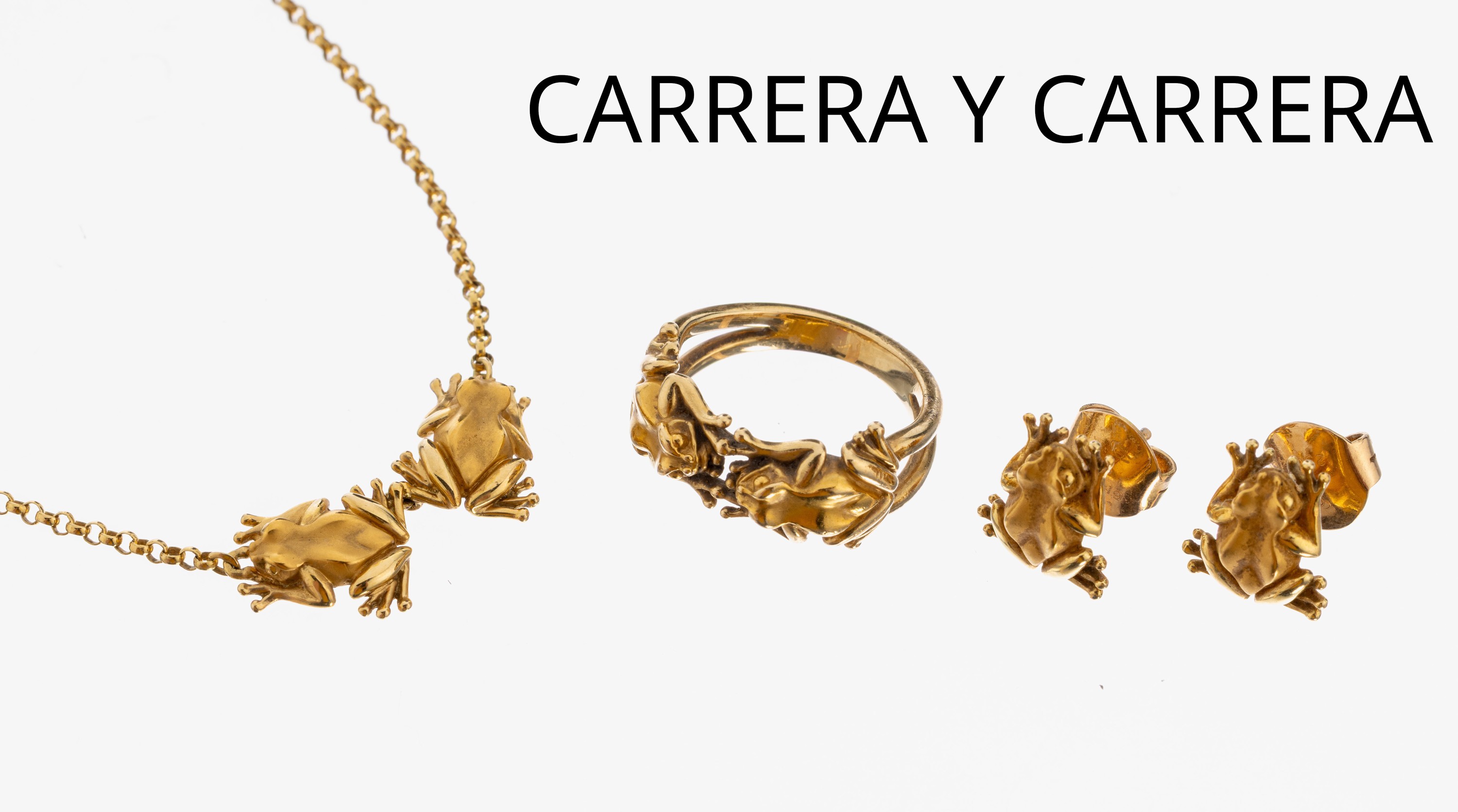 Image 26983033 - 18 kt Gold CARRERA Y CARRERA Schmuckset ´Frösche´, GG 750/000, best. aus: Ring, RW 52, ...