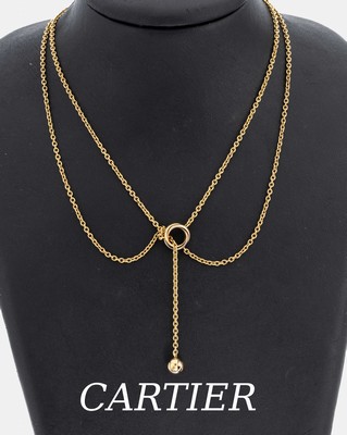 Image 18 kt gold CARTIER Y-necklace , YG/WG/RG 750/000, middle part with Trinity ring, end ...