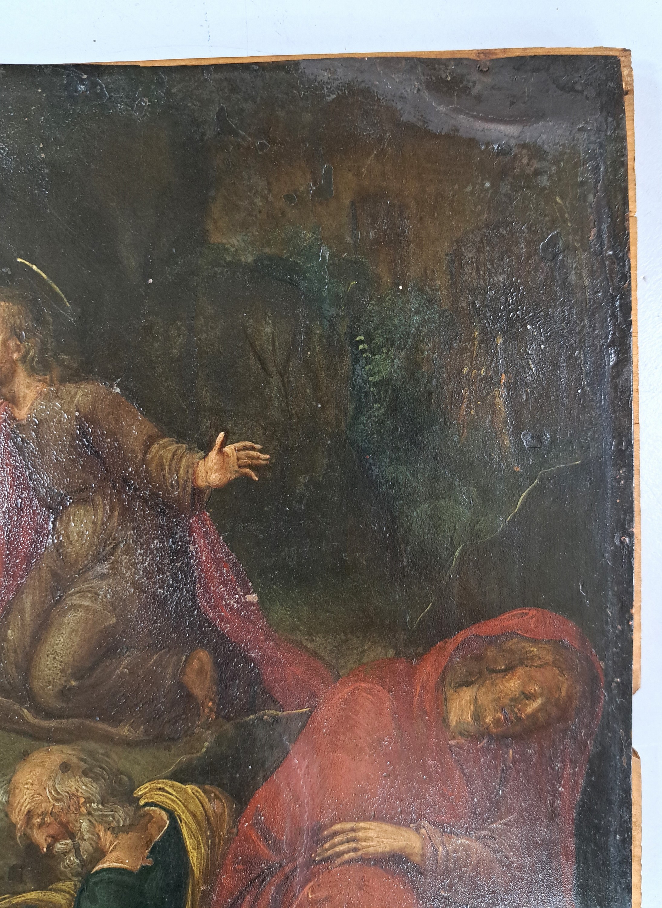 Detail b: Unbekannter Künstler des 18. Jh., nach, Frans Franken II (1581-1642), Christus mit den schlafenden Jüngern, Öl/Kupferblech, ca. 27x 24cm