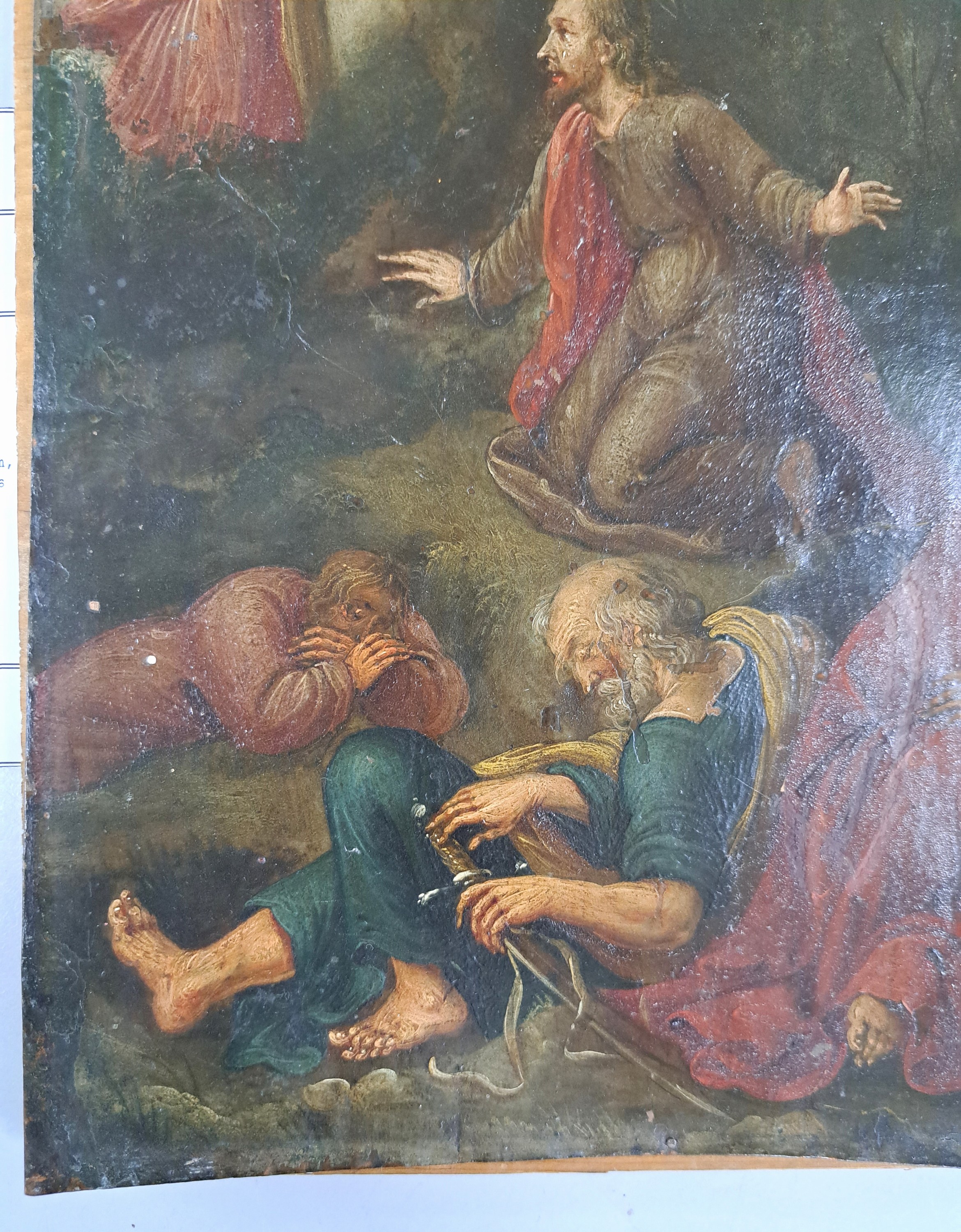 Detail d: Unbekannter Künstler des 18. Jh., nach, Frans Franken II (1581-1642), Christus mit den schlafenden Jüngern, Öl/Kupferblech, ca. 27x 24cm
