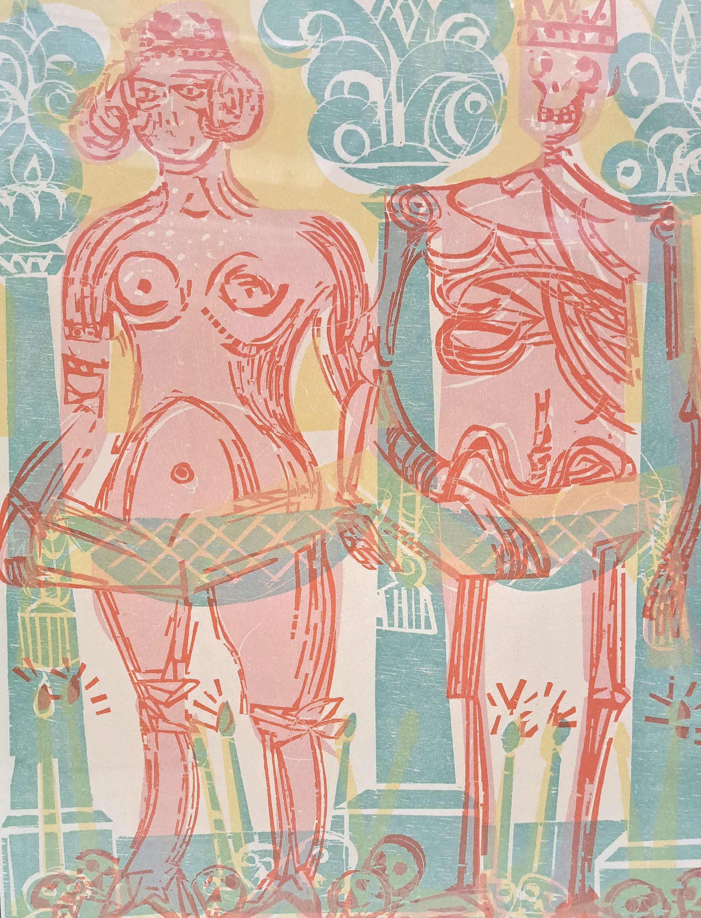 HAP Grieshaber, 1909-1981, Farbholzschnitt, unsign., Blattgr. 45x35cm, unter glas gerahmt gesamt 64x54 cm