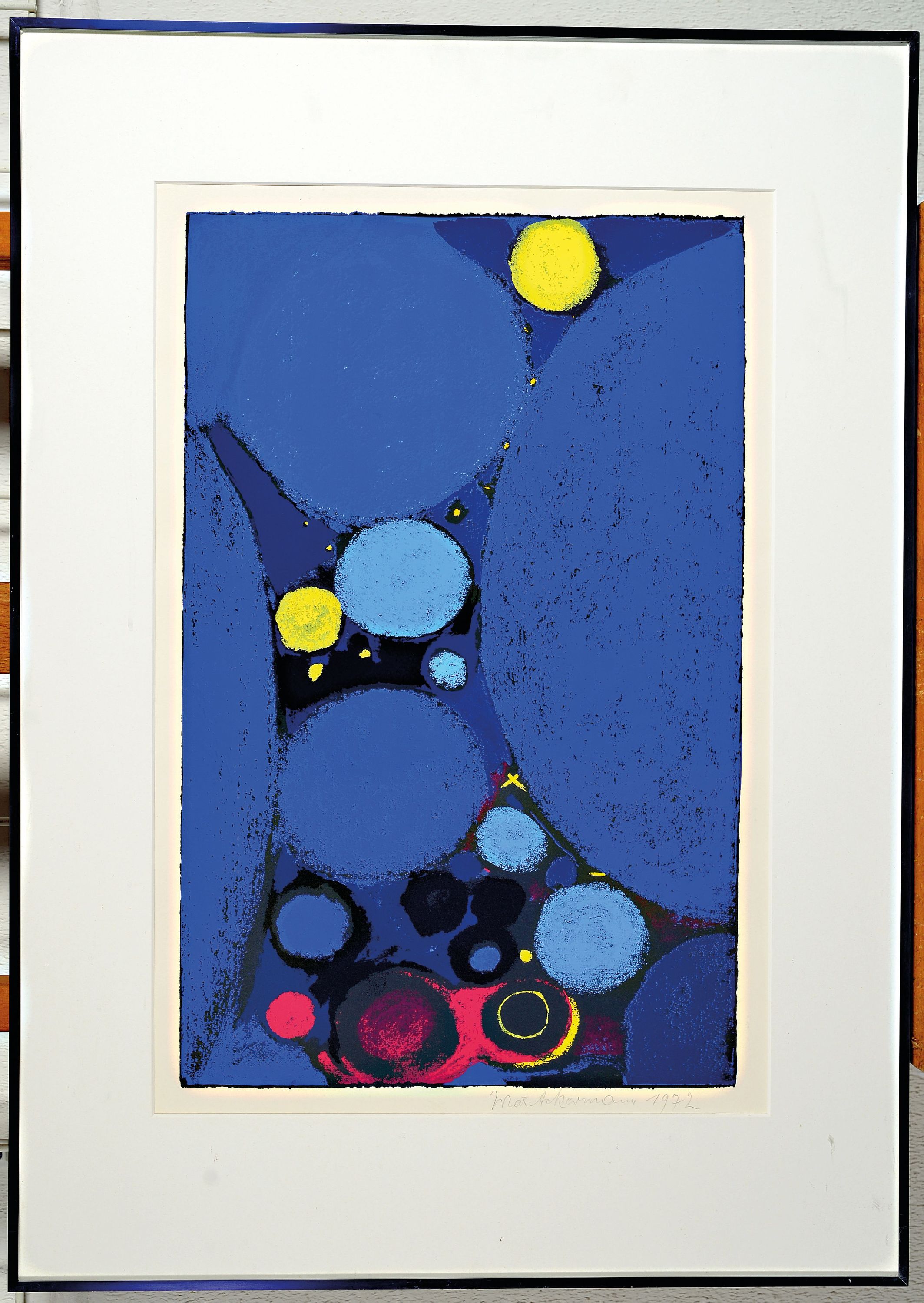 Detail k: Max Ackermann, 1887 Berlin-1975 Bad Liebenzell, Sternenhaufen, Farbserigraphie, rechts unten sign. und dat. 1972, ca. 49x31cm, PP, u.Gl., R. ca. ...