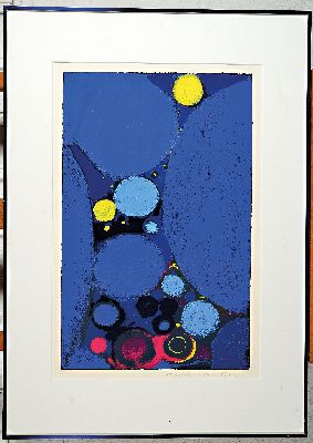 26983111k - Max Ackermann, 1887 Berlin-1975 Bad Liebenzell, Sternenhaufen, Farbserigraphie, rechts ...