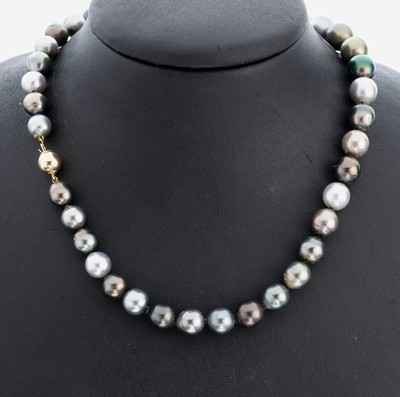 Image 26983153 - Perl-Collier mit 14 kt Gold Kugelschließe, GG 585/000, 49 Tahitizuchtperlen, D. ...