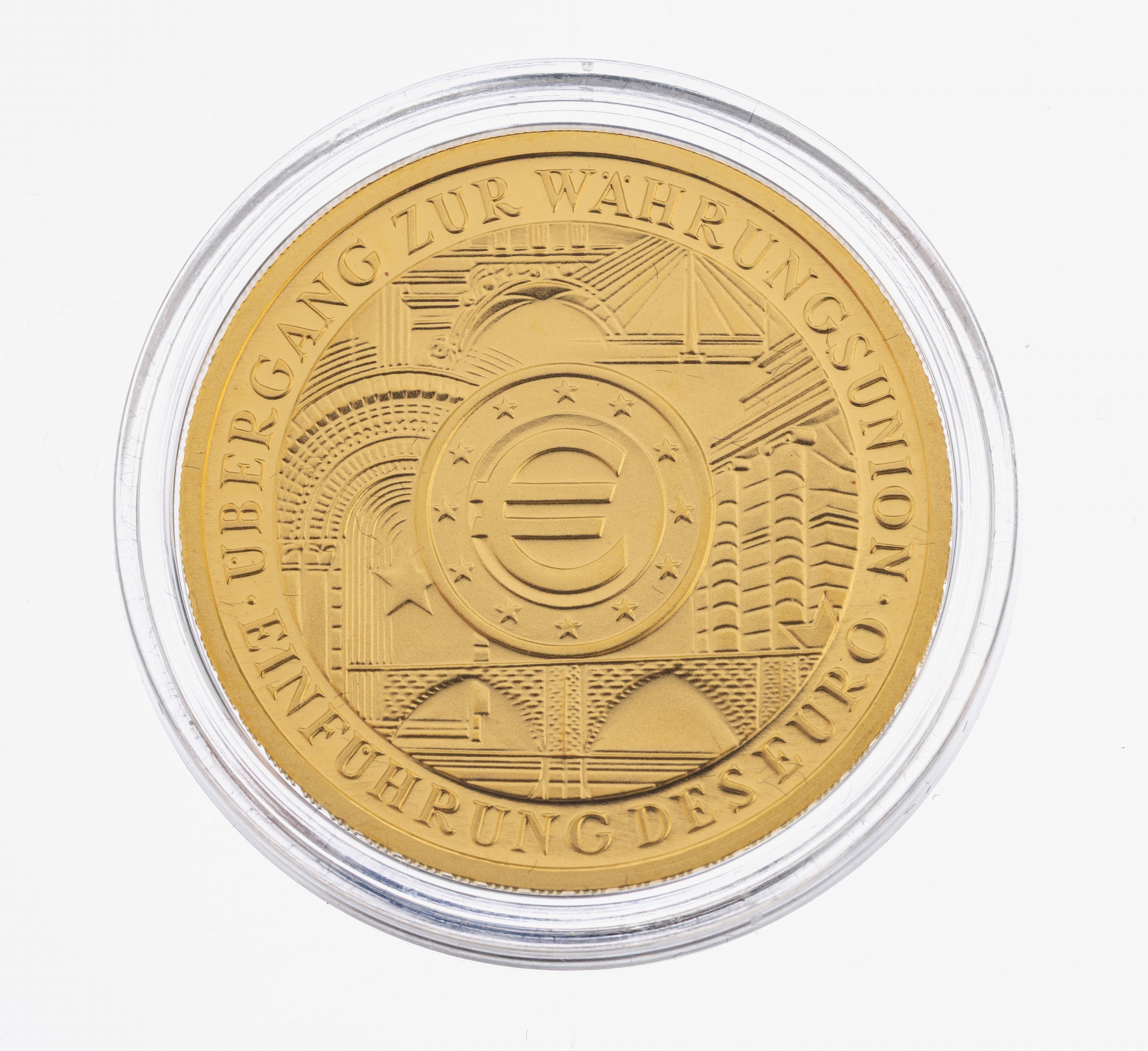 100 Euro Goldmünze, 2002, GG 999/000, 1/2 Unze 15.55 g, Übergang zur Währungsunion, PP, Münzkapsel, Auflage 500000, orig. Etui ...