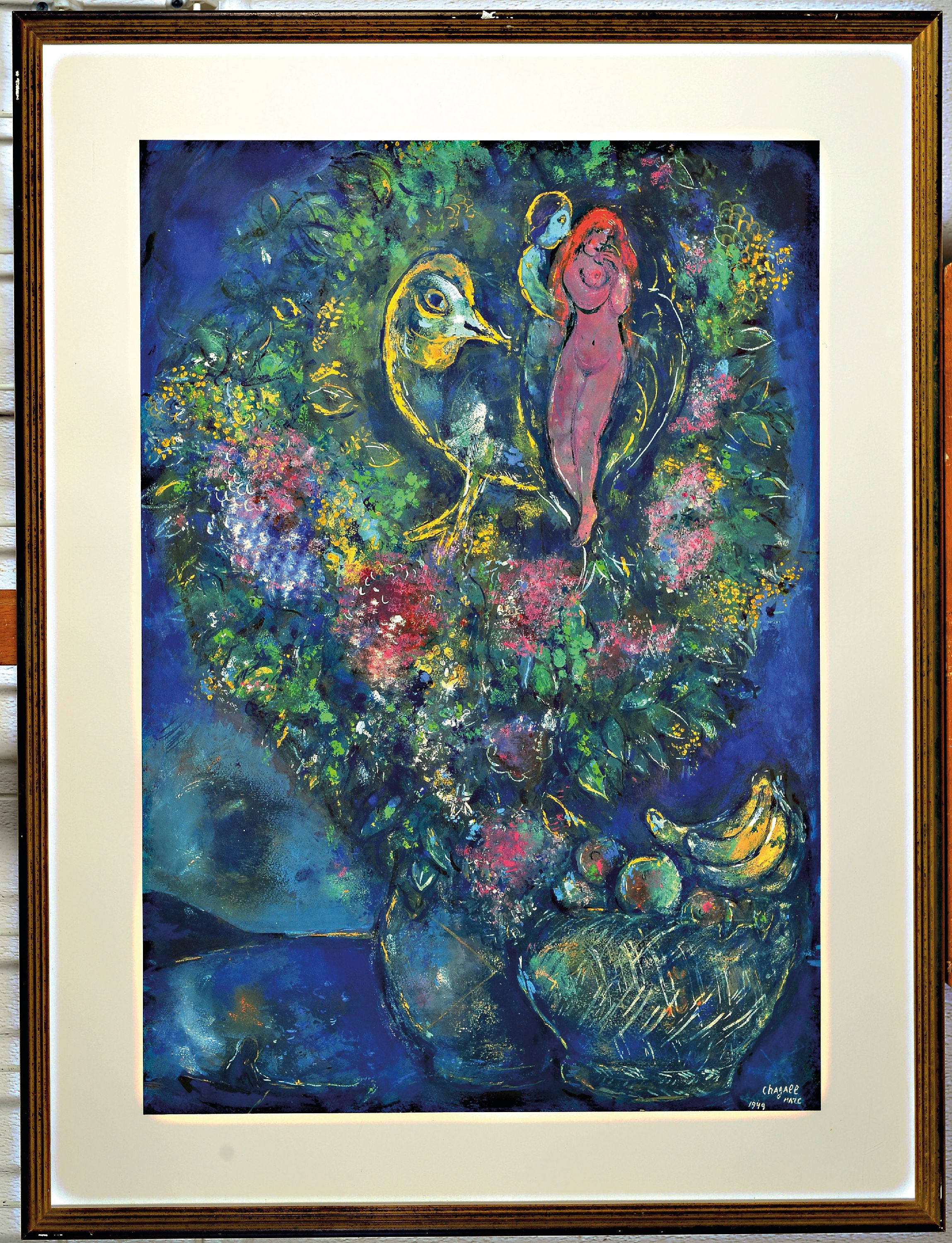 Detail k: Marc Chagall, 1887-1985, Früchte und Blumen,12-Farben Granolithographie nach einem Gemälde von 1949, Ed. ars mundi, mit Zertifikat, ca. 66x46cm, ...