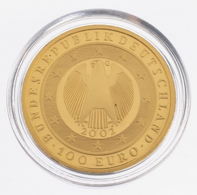 Image 26983245 - 100 Euro Goldmünze, 2002, GG 999/000, 1/2 Unze 15.55 g, Übergang zur ...